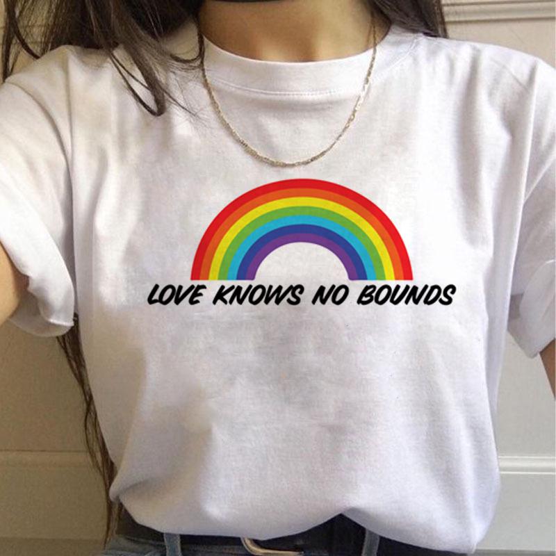 Lgbt Rainbow Harajuku T Shirt Wounisex Gay Pride Ullzang 90s Tshirt Lesbian Graphic Funny Print Tshirt New Fashion Top Tees Female