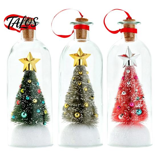 Batteriebetriebenes Ornament Aufnehmbares Weihnachtsbaum-Flaschenpost, Sprachaufnahme Feiertags-Andenken Schneeflocken-Stechpalmen-Ornamente mit Wiedergabe,