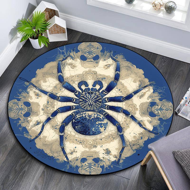 

Blue Spider Round Area Rug,Carpet Rug for Living Room Bedroom Sofa Playroom Decor,Non-slip Floor Mat 80cmx80cm