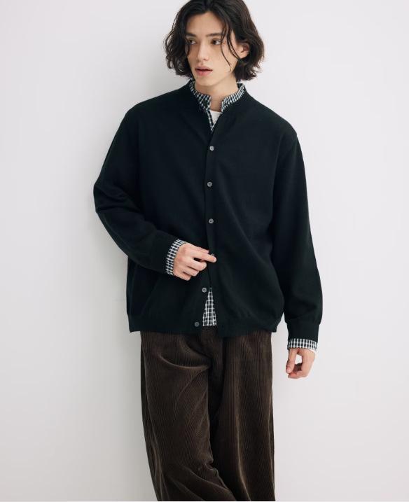 

Men s Trendy Miu-Style Patchwork Knit Cardigan - Autumn/Winter Two-Piece Casual Sweater Coat L чорний