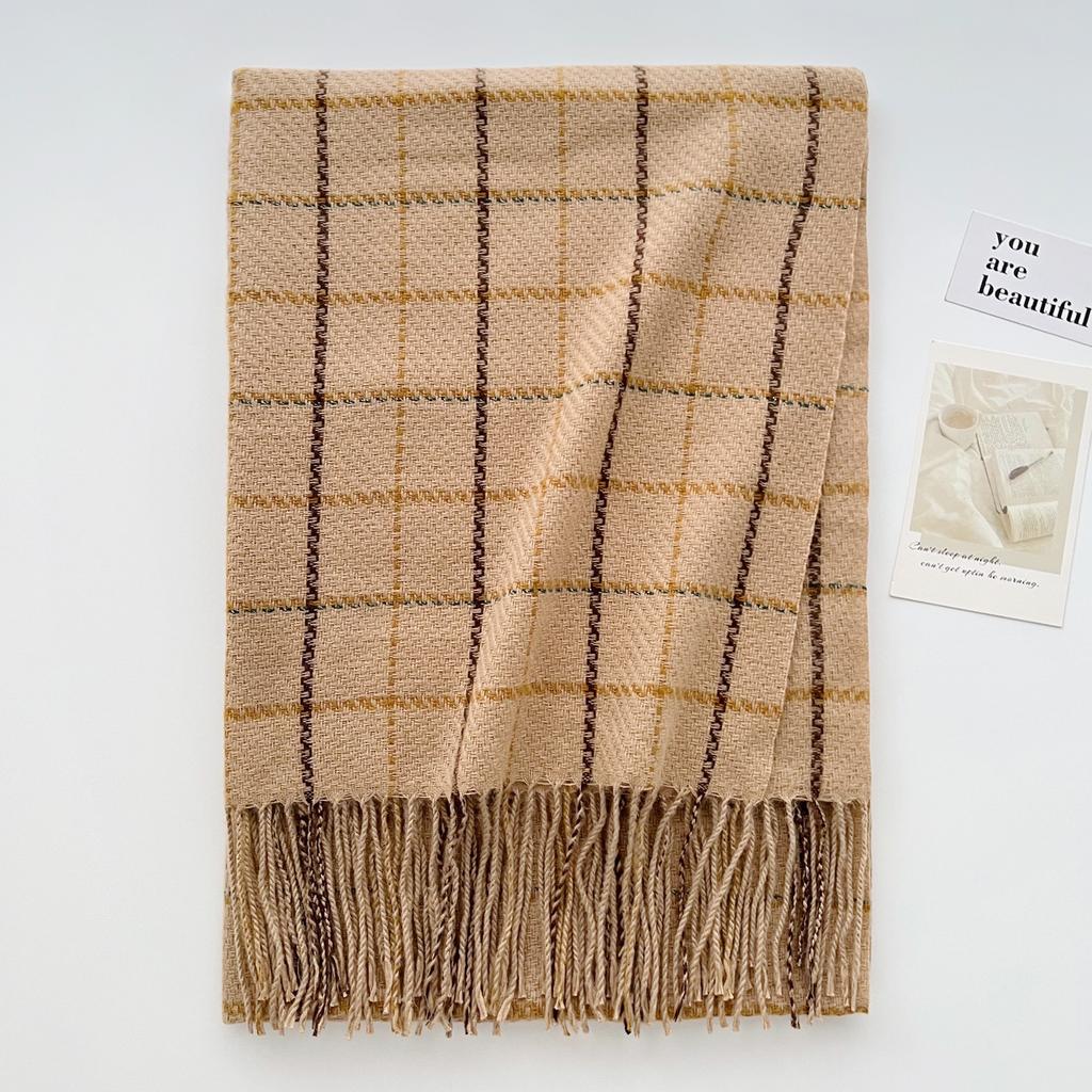 Maillard Couple Scarf Women's Winter New Korean Version Atmosphere Retro Versatile Plaid Warm Shawl