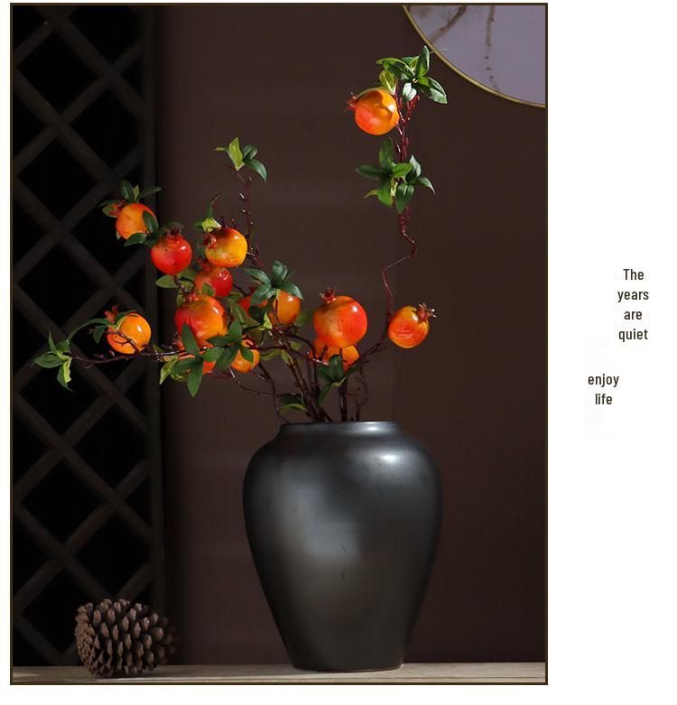 Black Ceramic Flower Vase - New Chinese Style Tabletop Home Decor Ornament