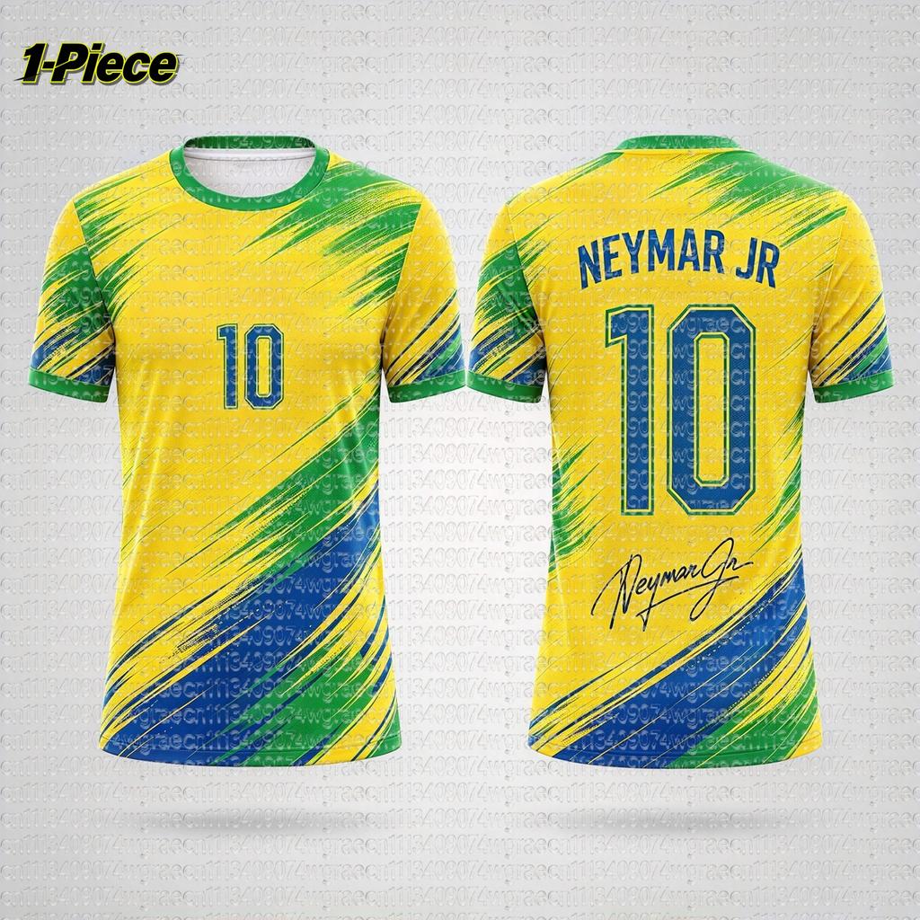 2026 Brazílie Neymar #10 Fotbalový dres Set, Fotbalové tričko Pánské Dámské Dětské, Samostatný top k dispozici, Fanouškovské tričko Šortky 2dílná tepláková souprava
