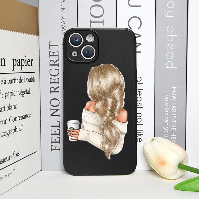 Girl Women Coffee Miss Phone Case for Iphone 16 12 11 14 13 15 Pro Max Mini X XS XR SE 7 8 16Plus Fashion Lady Female Soft Cover