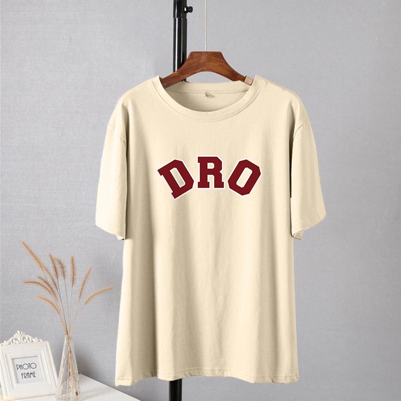 Shellsuning T-shirt da Donna con Stampa Grafica Semplice con Lettere, Estate, Cotone, Maniche Corte, Magliette Casual con Scollo a O, Top Trendy Streetwear