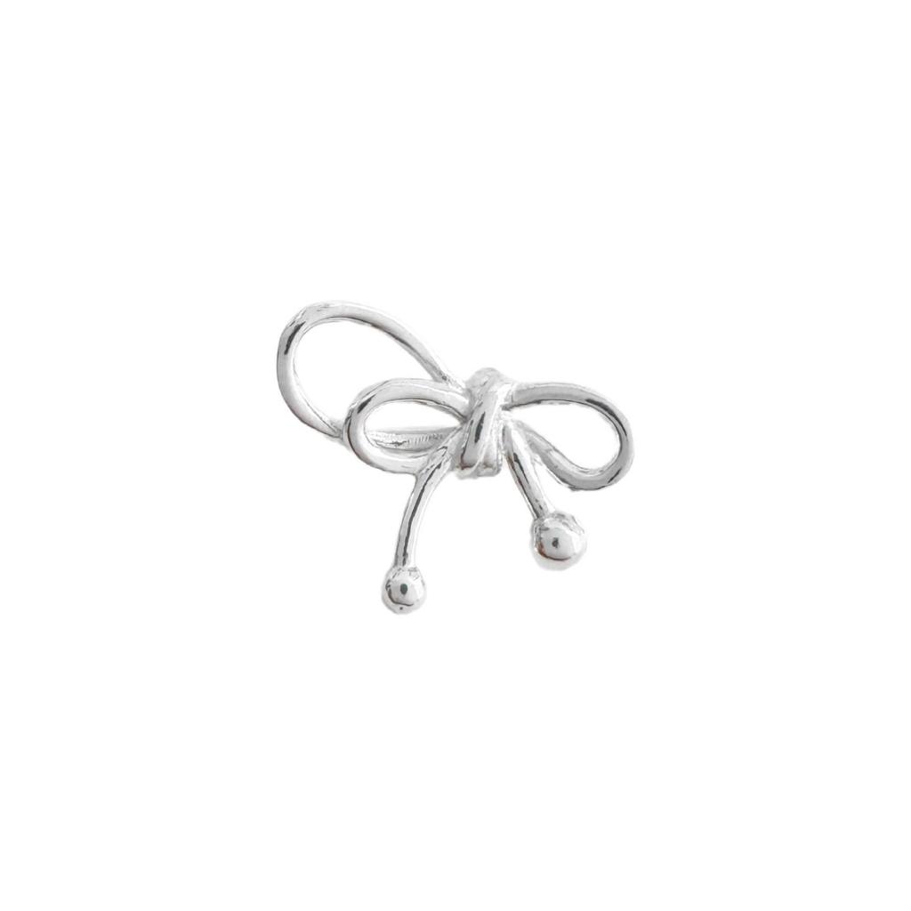 S999 Sterling Silver Bow Pendant Charm for DIY Crystal Bracelet, Necklace, Beading, Weaving, and Rope Silver Accessories