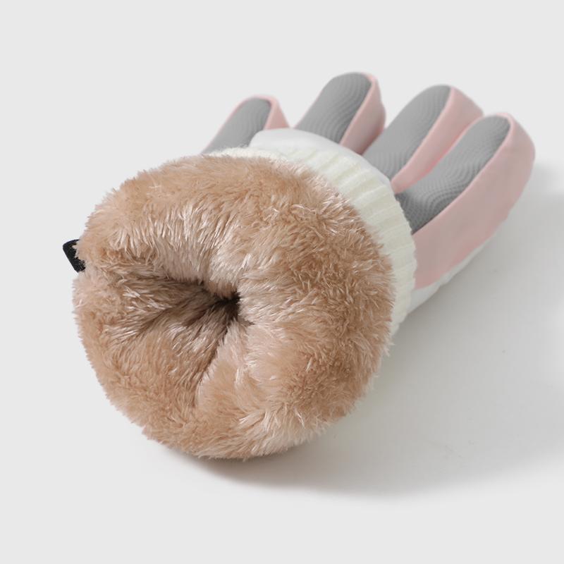 Fashion Women Winter Touchscreen Waterproof PU Palm Non-Slip Outdoor Snow Sports Ski Gloves