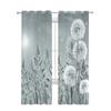 Green Plant Grey Dandelion Soft Tulle Transparent Curtains Perfect for Living Room Decoration Window Panel Curtain Perfect for Bedroom Kitchen Voile