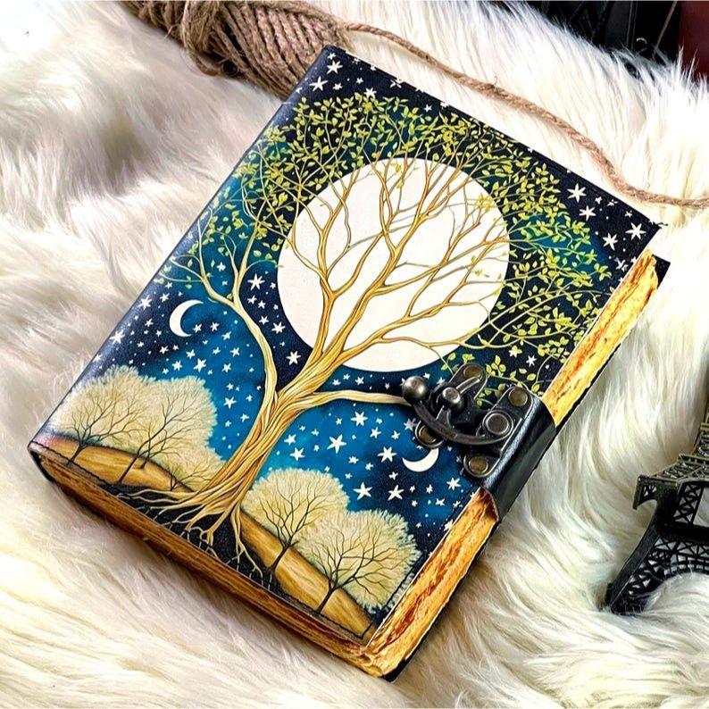 

Большой кожаный гримуар-журнал «Древо жизни»: Пустая Книга Теней 7 x 5 in