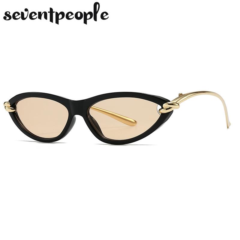 Small Frame Sexy Cat Eye Sunglasses Women  Luxury Brand Vintage Y2K Punk Metal Sun Glasses Trendy Cateye Shades For Ladies