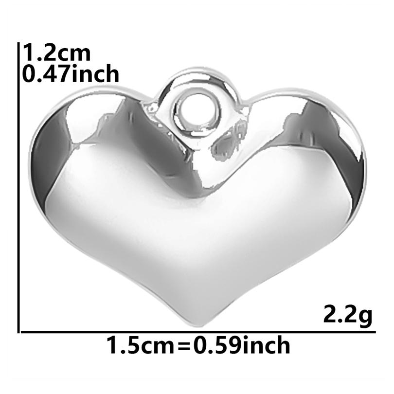 High Quality 6pcs Silver Color Heart Charm Stainless Steel Charms For Jewelry Making Pendnat Breloque Acier Inoxydable Materials