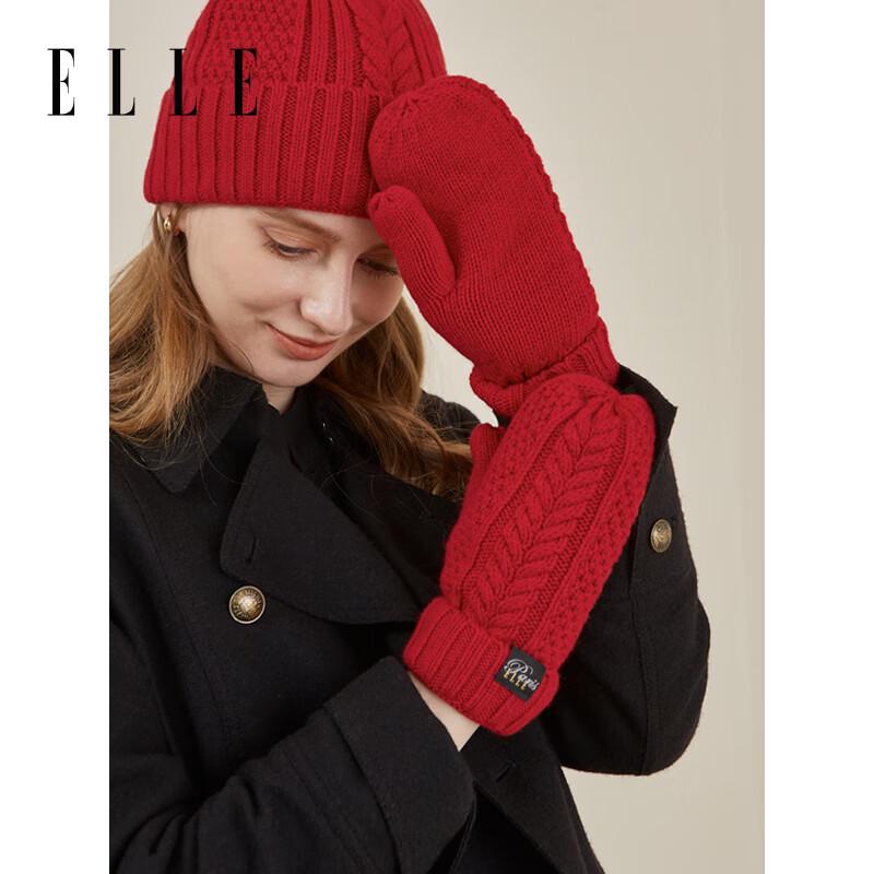 

ELLE Women s 100% Merino Wool Cable Knit Gloves One Size