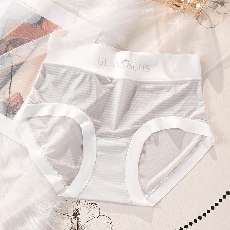 

Большой размер Женские летние ультратонкие трусы с высокой талией из ледяного шелка, бесшовные хлопковые с удлиненной ластовицей, спортивные, анти-ягодичные 3XL серый