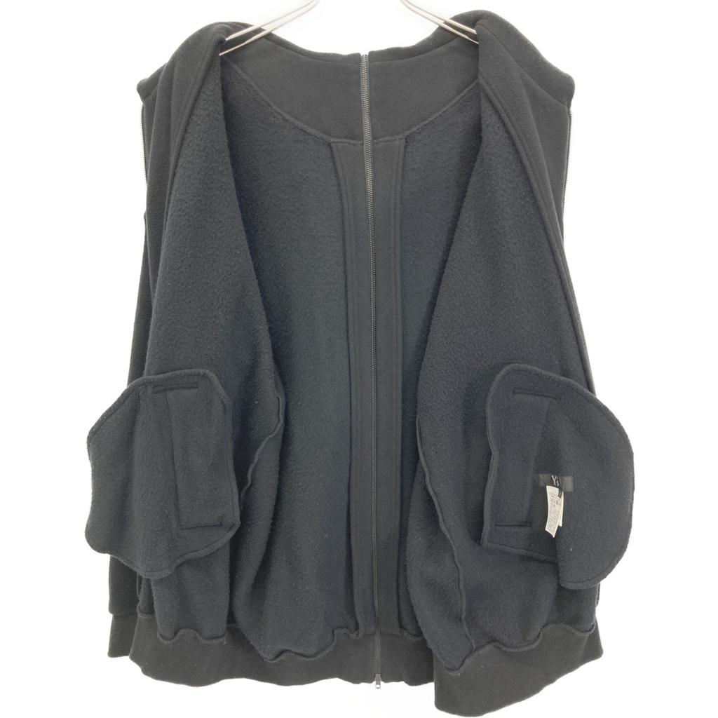 Y's Black YX-T93-063 Asymmetrical Fleece Zipper Parka Tops 2 blackUsed
