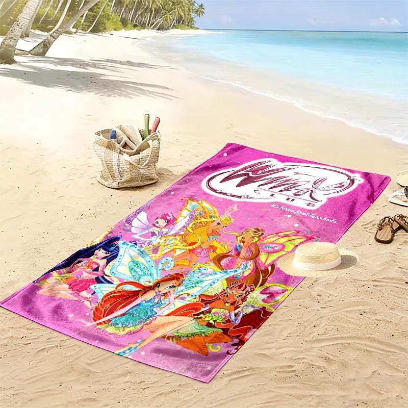 Winx Club Print Beach Towel, Large Soft Quick Dry Towel for Beach Camping Swimming
