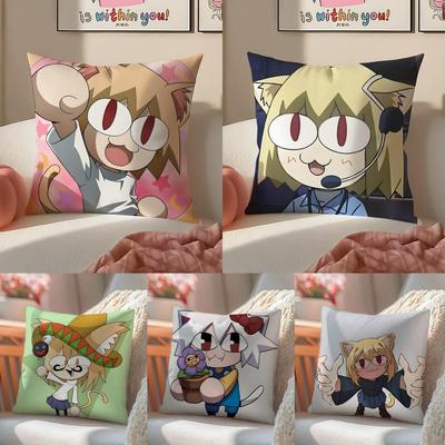 Cute Japanese MemeCharacter TTsukihime Cushion Cover Pillowcase Short Plush Invisible Zipper Room Sofa Cushion Cover