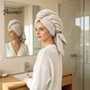 Breathable Hair Drying Towel for Hotel Microfiber Wrap, Quick Dry Anti-frizz Turban with Elastic Comfortable Cap Home Band, Super Absorbent Women Wrap