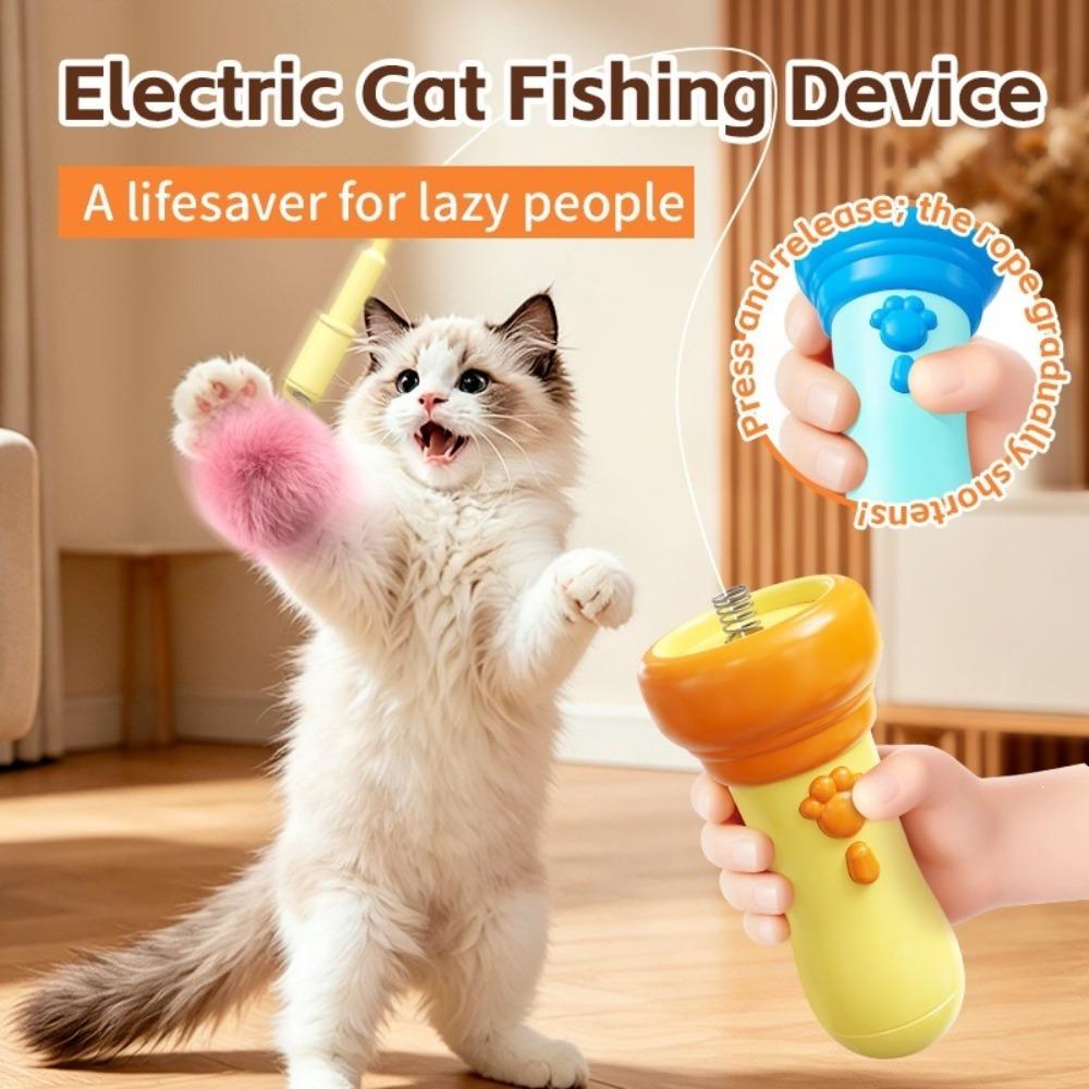 with Retractable Rope Electric Cat Teaser Wand Cat Teaser Launcher Toy Multi Cat Households