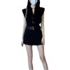 Black Sleeveless T-shirt Women's Summer Design Sense Niche Casual High-waisted Skirt Set