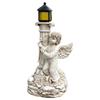 Resin Angel Statue with Solar Lights Roma Pillar Cherub Angel Garden Statue Angel Sculpture for Garden Porch Patio Yard Decor