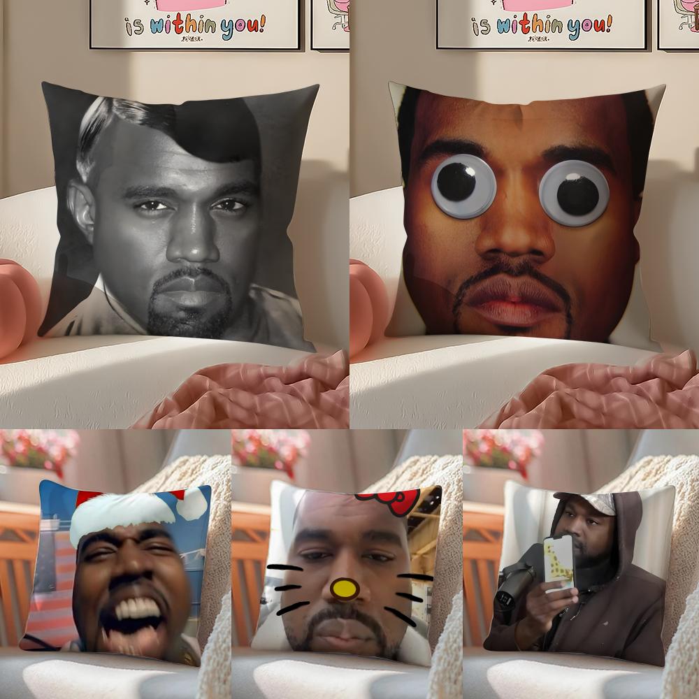 Man Funny Funny K-Kanyes W-Wests Pillow Case Double-Sided Plush Sofa Cushion Covers Organic Breathable Invisible Zipper