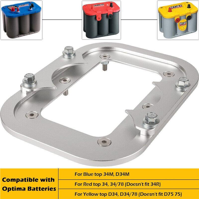 Billet Aluminum Battery Accessories For Optima Battery 34/78 Battery Relocation Tray Hold Down Mount Yellow Top Group D34 D78