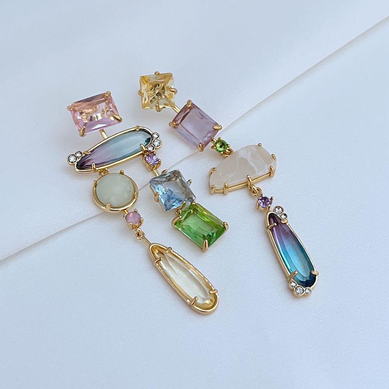 

Новые модные асимметричные серьги с цирконом, геометрические, конфетных цветов, женские