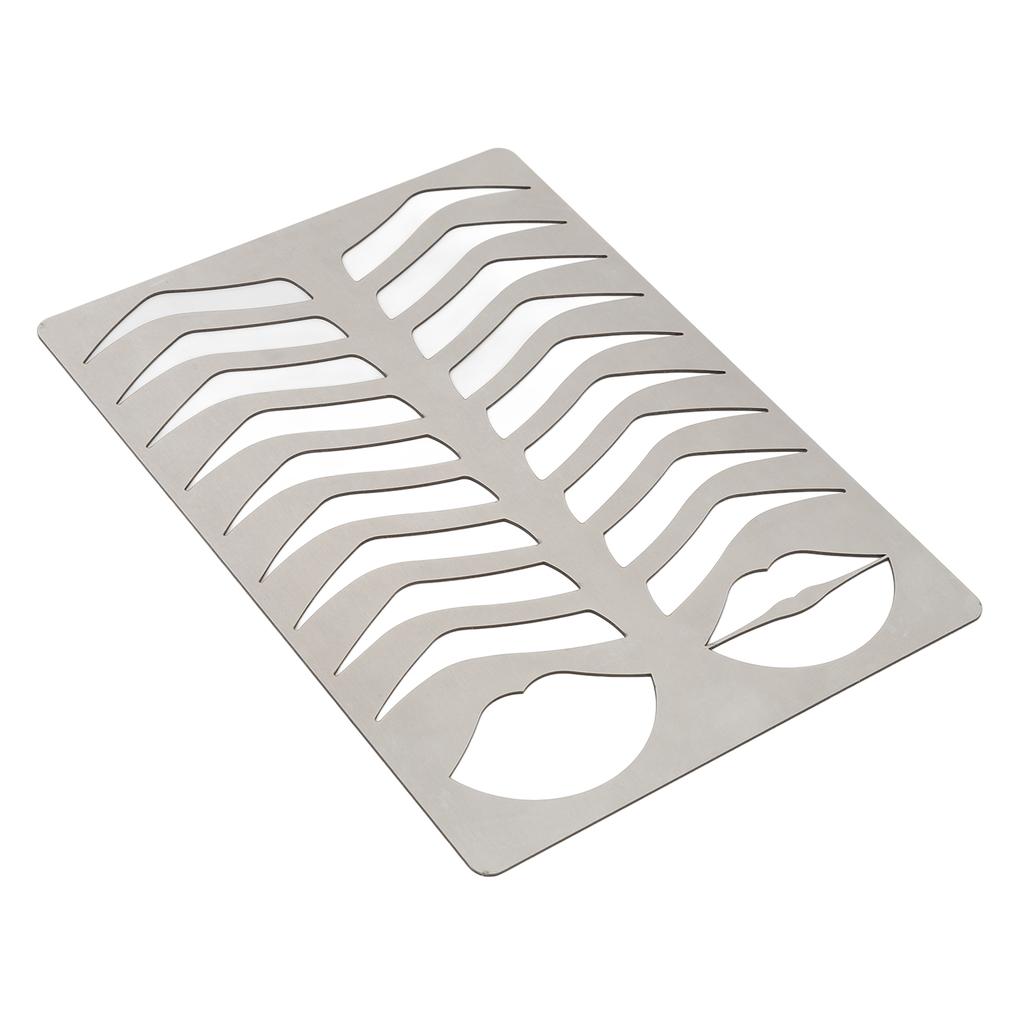Eyebrow Lip Stencils Brushed Silver Thickened Stainless Steel Reusable Eyebrow Practice Template Makeup Shaper