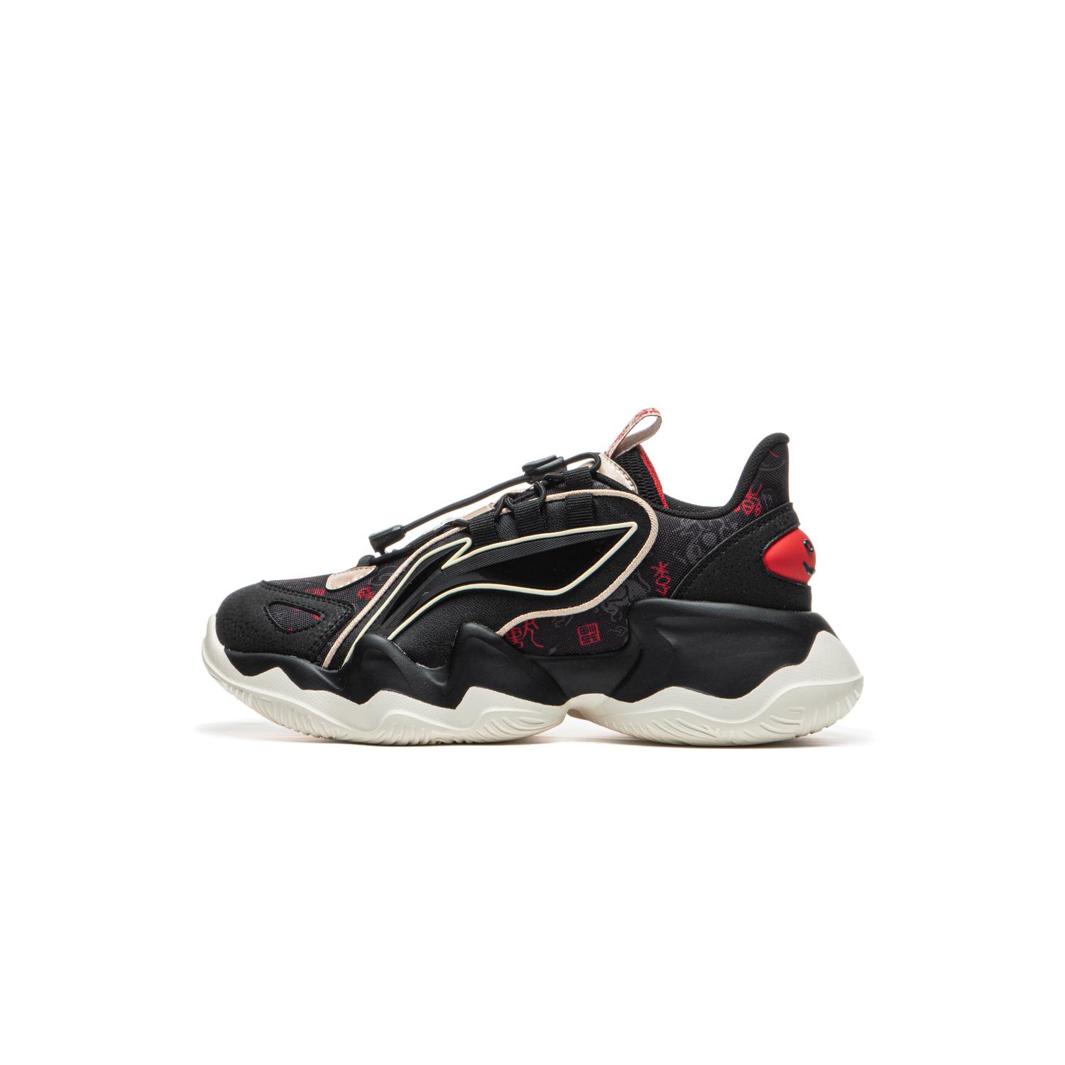 

Li Ning Детская спортивная серия лайфстайл, модные классические повседневные туфли с цветными блоками, антибактериальные, детские повседневные туфли, черные YKCQ198-27 31