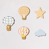 5 Pcs Wooden Star Cloud Hot Air Balloon Nursery Decor Boho Style Cartoon Animals Hot Air Balloon Wall Art for Kids Bedroom Classroom Playroom