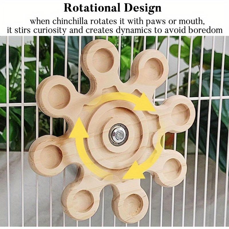 Chinchilla Wooden Rotating Chew Toy Teeth Health Interactive Spinner Hanging Cage Accessory 6.3In Squirrel Hamster Molar Toy Fun