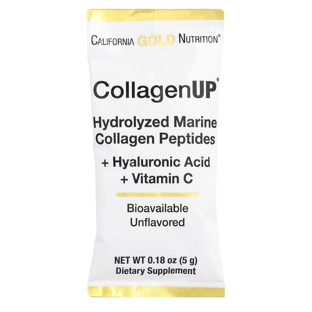 California Gold Nutrition CollagenUP, Marine Collagen, Hyaluronic Acid, Vitamin C, 10 Packets
