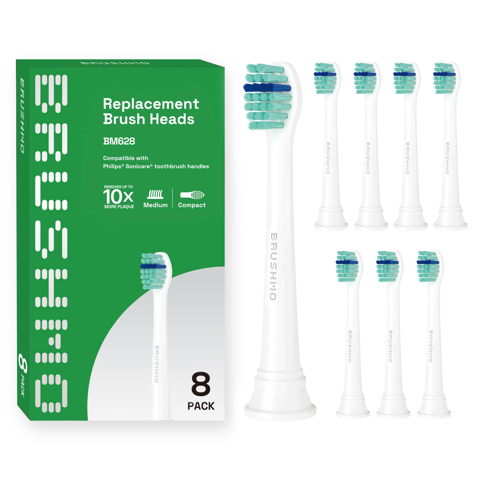 

Now available at dental clinics in Brushmo Compatible Brushes for Philips Sonicare Electric Basic Mini Pack of 8 Tokyo Toothbrushes, Size, белый