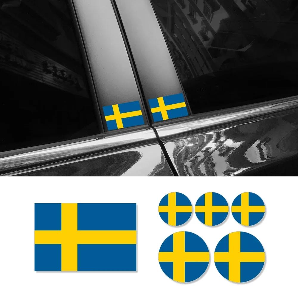Car Sticker Creative Swedish Flag Circular Square Flag Series Stickers Car Body Windows Personalized Decor Exterior Accessories