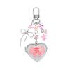 Practical Heart Shaped Mirror Keychain with Bowkbot for Daily Beauty Sturdy Frame