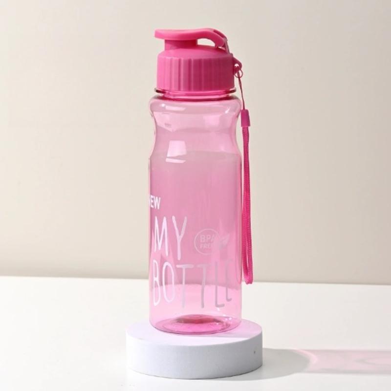 550ml Portable Plastic Water Bottle Sports Cup With Anti Drop Rope Outdoor Water Container Color Transparent Pet Flip Cover