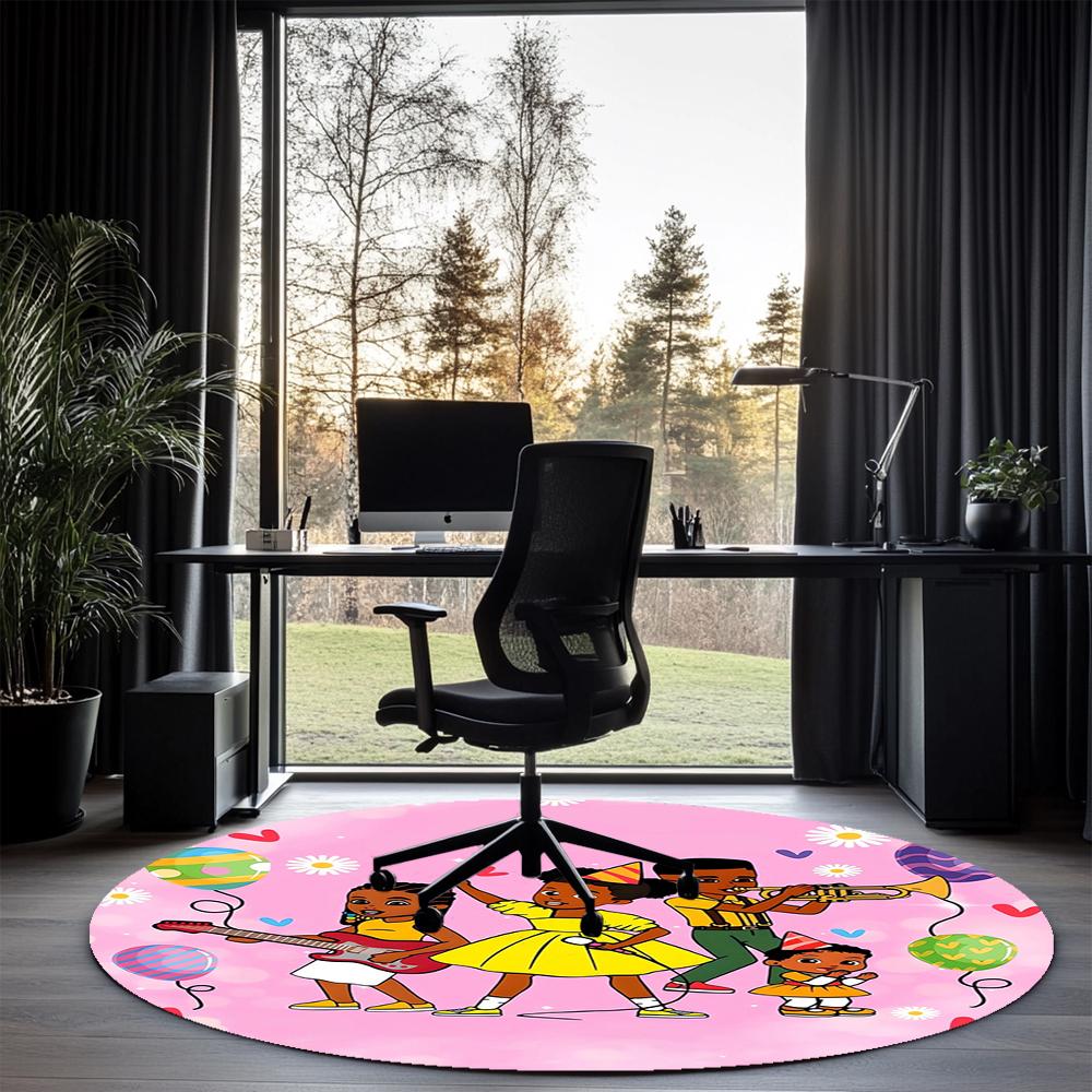 Gracie's Corner Printed Round Rug Carpet Chair Rug Area Rug Entryway Doormats,for Office Chair Living Room Bedroom Kitchen Room.
