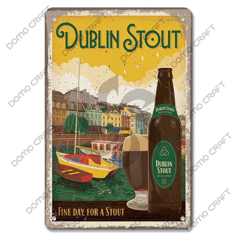 Irish Whiskey Poster Vintage Metal Plaque Sign Dublin Stout Metal Tin Plates Wall Decor for Bar Irish Pub Club Home