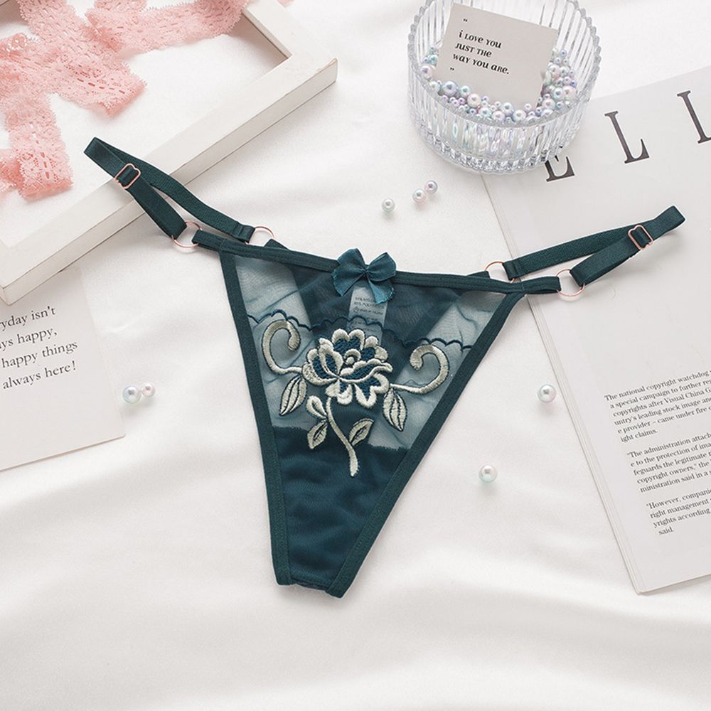 waist Flower Embroidery Girls Lace Bow Panties Seamless  Briefs Women  T-back Ladies Bandage Thongs