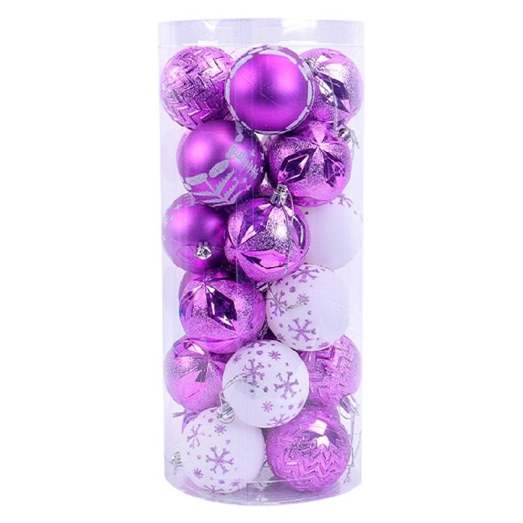 24Pcs Shatterproof Hand Painted Sphere Christmas Tree Hanging Sphere Set Festival Ornament Durable Baubles Decors