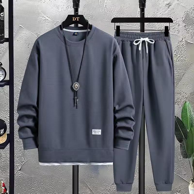 Spring Autumn Men's Suit Casual T-shirt + Shorts Suit Men's Tracksuit Solid Color Tracksuit Loose Suit