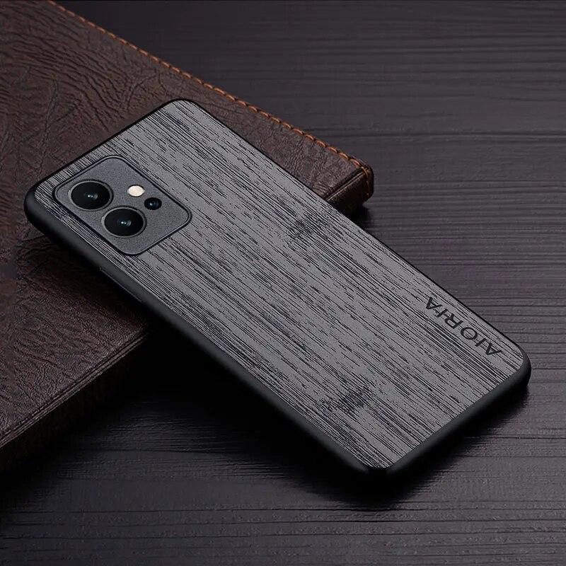 Case for Vivo Y75 5G funda bamboo wood pattern Leather cover Luxury coque for vivo y75 case capa