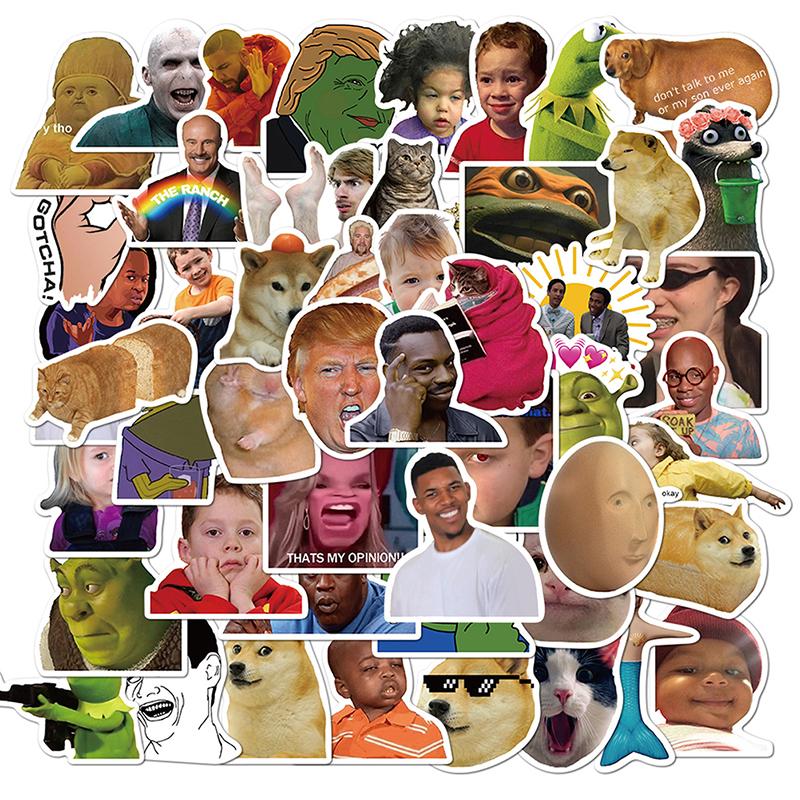 50ks samolepek Funny Expression Vodotěsné nálepky na zavazadla na skateboard na notebook