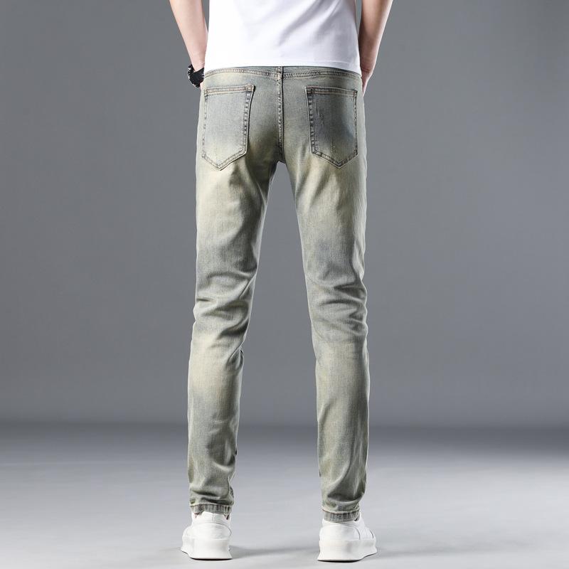 Nové letní džíny slim devítibodové strečové ležérní dlouhé pánské kalhoty