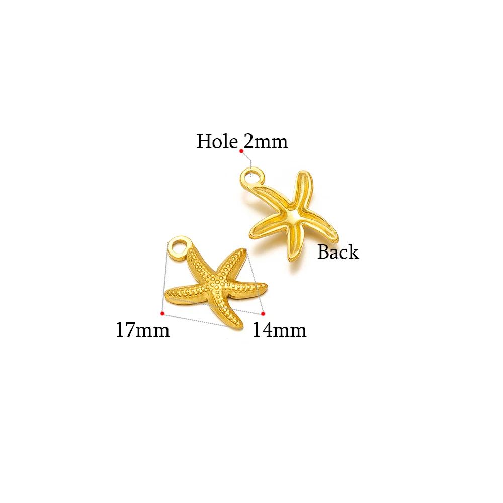 5 Stück Gold Seestern Muschel Anhänger für DIY Schmuck Zubehör Edelstahl Halsketten Anhänger Armbänder Zubehör Ohrringe Herstellung