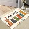 "Home Sweet Home" Cat Rug – Cute Cartoon Design, Soft Flannel Mat for Living Room, Bedroom, Entryway