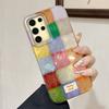 Color Block Match Plaid Women Girls Vortex Texture Phone Case for Samsung Galaxy S25 Edge S24 S23 S22 S21 FE Plus Ultra Cover