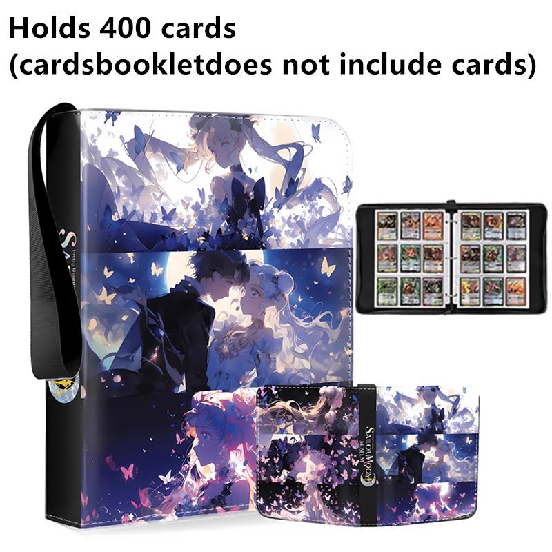 400pcs/900pcs Sailor Moon Card Album Book Folder 4/9 Card Slots Collections Zipper Double Pocket Zipper Card Binder Holder