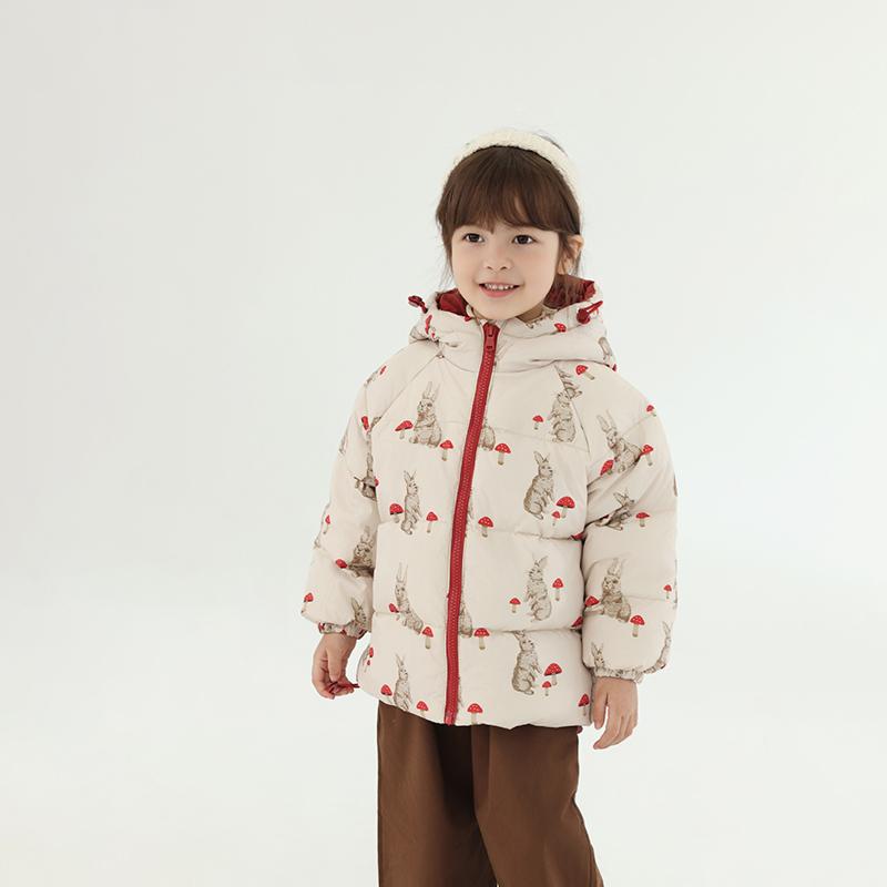 Boys Girls Winter Elephant Cartoon Print Windproof Warm Hooded Fashionable Versatile