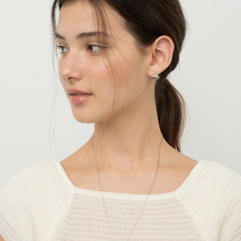 Ssecondo [Silver925]Heart & pearl necklace, June_2 colors